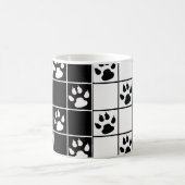 Zwart Wit Schattige Windowpane Paw Plaid Koffiemok (Center)