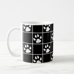 Zwart Wit Schattige Windowpane Paw Plaid Koffiemok