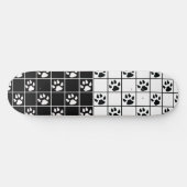 Zwart Wit Schattige Windowpane Paw Plaid Persoonlijk Skateboard (Horizontaal)
