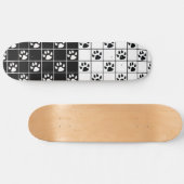 Zwart Wit Schattige Windowpane Paw Plaid Persoonlijk Skateboard (Horizontaal)