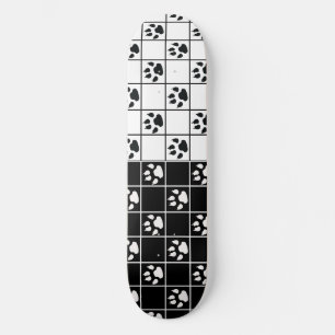 Zwart Wit Schattige Windowpane Paw Plaid Persoonlijk Skateboard