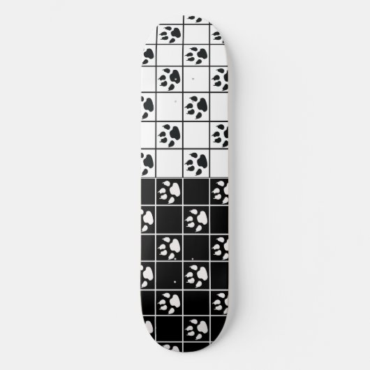 Zwart Wit Schattige Windowpane Paw Plaid Persoonlijk Skateboard (Voorkant)