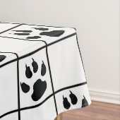 Zwart Wit Schattige Windowpane Paw Plaid Tafelkleed (Voorbeeld)