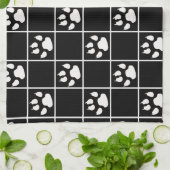 Zwart Wit Schattige Windowpane Paw Plaid Theedoek (Gevouwen)