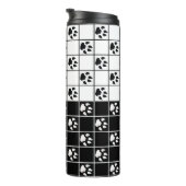 Zwart Wit Schattige Windowpane Paw Plaid Thermosbeker (Geroteerd rechts)