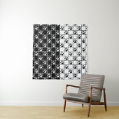 Zwart Wit Schattige Windowpane Paw Plaid Wandkleed (In situ)