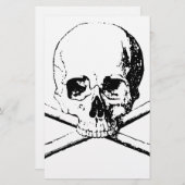 Zwart & Wit Schedel & de Botten Briefpapier (Voorkant / Achterkant)