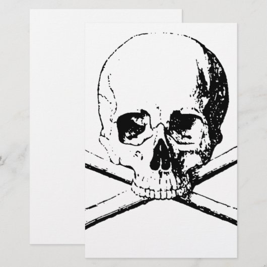 Zwart & Wit Schedel & de Botten Briefpapier (Voorkant / Achterkant)