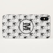 Zwart wit schedel Halloween Aangepast monogram Case-Mate iPhone Case (Achterkant (horizontaal))