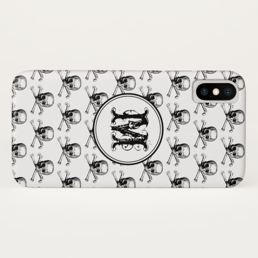 Zwart wit schedel Halloween Aangepast monogram Case-Mate iPhone Case (Achterkant (horizontaal))