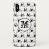 Zwart wit schedel Halloween Aangepast monogram Case-Mate iPhone Case (Achterkant)