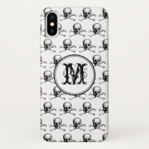 Zwart wit schedel Halloween Aangepast monogram Case-Mate iPhone Case