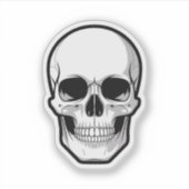 Zwart-wit schedel Halloween sticker (Voorkant)