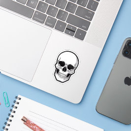 Zwart-wit schedel Halloween sticker