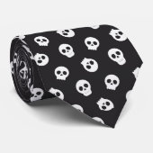 Zwart Wit Schedel Halloween Stropdas Patroon Ontwe (Opgerold)