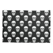 Zwart-wit schedel hoofdpatroon leuk Halloween Kussensloop (Achterkant)