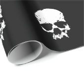 Zwart & Wit Schedel Kerst Wrapping Papier (Rol Hoek)