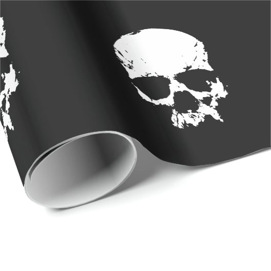 Zwart & Wit Schedel Kerst Wrapping Papier (Rol Hoek)