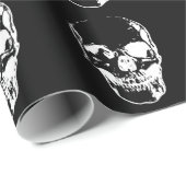 Zwart & Wit Schedel Kerst Wrapping Papier (Rol Hoek)