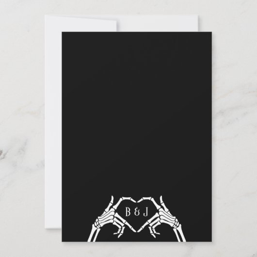 Zwart-wit Schedel paar Bruiloft Jubileum Kaart (Achterkant)