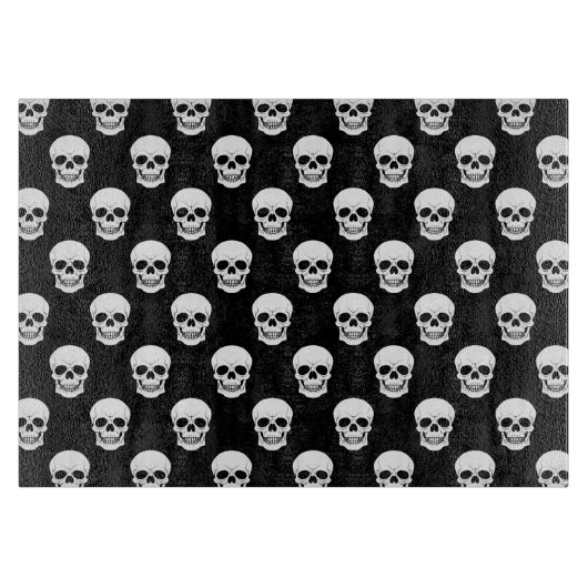 Zwart Wit Schedel Patroon Halloween Snijplank (Voorkant)