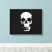 Zwart & Wit Schedel Pop Art Wrapped Canvas Afdruk (Insitu (Houten vloer))