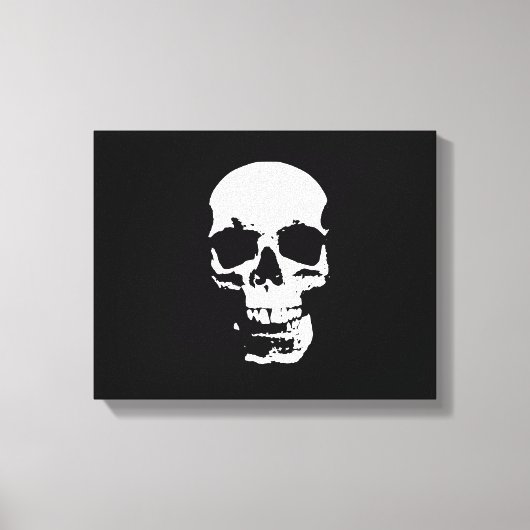 Zwart & Wit Schedel Pop Art Wrapped Canvas Afdruk (Voorkant)