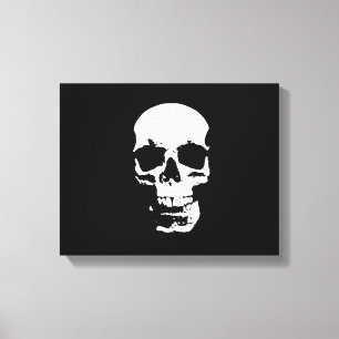 Zwart & Wit Schedel Pop Art Wrapped Canvas Afdruk