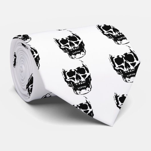 Zwart Wit Schedel Pop Artwork Stropdas (Opgerold)