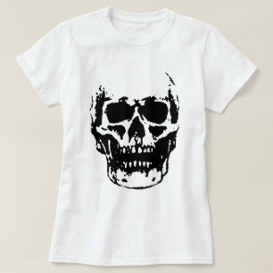 Zwart Wit Schedel Pop Artwork T-shirt