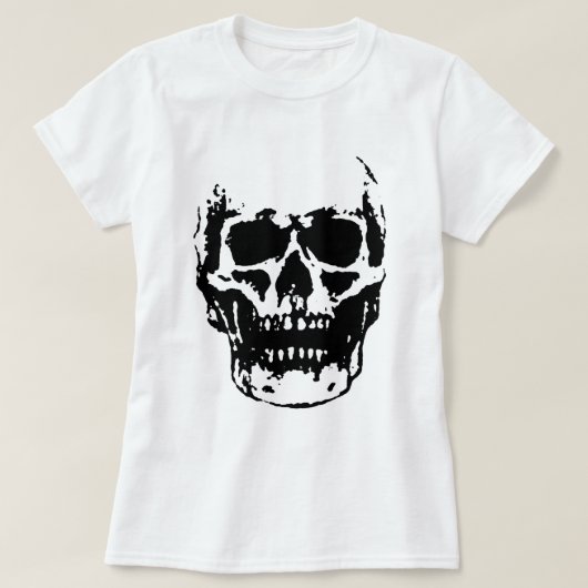 Zwart Wit Schedel Pop Artwork T-shirt (Design voorkant)
