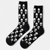 Zwart-wit schedel silhouetpatroon Halloween Sokken (Links)