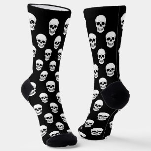 Zwart-wit schedel silhouetpatroon Halloween Sokken