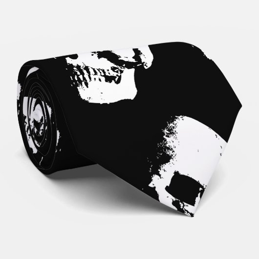Zwart-wit schedel Stropdas (Opgerold)