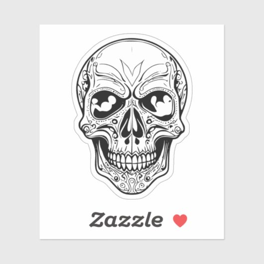 zwart-wit schedel vinyl sticker (Vel)