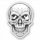 zwart-wit schedel vinyl sticker (Voorkant)
