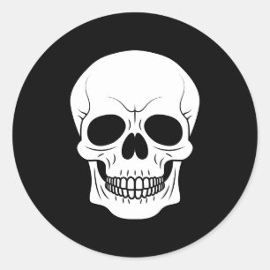 Zwart-wit schedelhoofd Eenvoudig Halloween Ronde Sticker