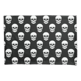 Zwart-wit schedelhoofdpatroon leuk Halloween Kussensloop