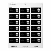 Zwart-Wit Schedelkop Griezelig Halloween Etiket (Full Sheet)