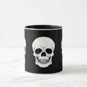 Zwart-Wit Schedelkop Silhouet Halloween Mok (Midden)