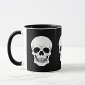 Zwart-Wit Schedelkop Silhouet Halloween Mok (Links)