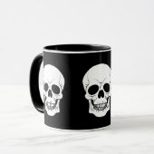 Zwart-Wit Schedelkop Silhouet Halloween Mok (Voorkant links)