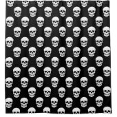 Zwart-wit schedelpatroon griezelig Halloween Douchegordijn (Voorkant)