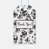 Zwart-Wit Schedels Skelet Schedel Kunst Patroon Cadeaulabel (Voorkant)