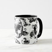 Zwart & Wit Schedels Skeleton Schedel Kunst Patroo Mok (Voorkant rechts)