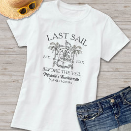 Zwart-Wit Scheepvaart Lijnkunst Bachelorette T-shirt