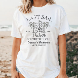Zwart-Wit Scheepvaart Lijnkunst Bachelorette T-shirt