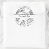 Zwart & Wit Schets Ananas Jam label (Tas)