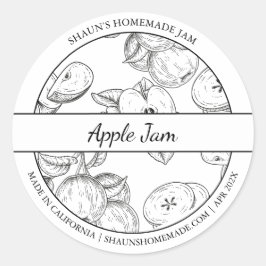 Zwart & Wit schets Apple Jam label