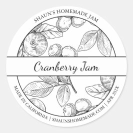 Zwart & Wit Schets Cranberry Jam label